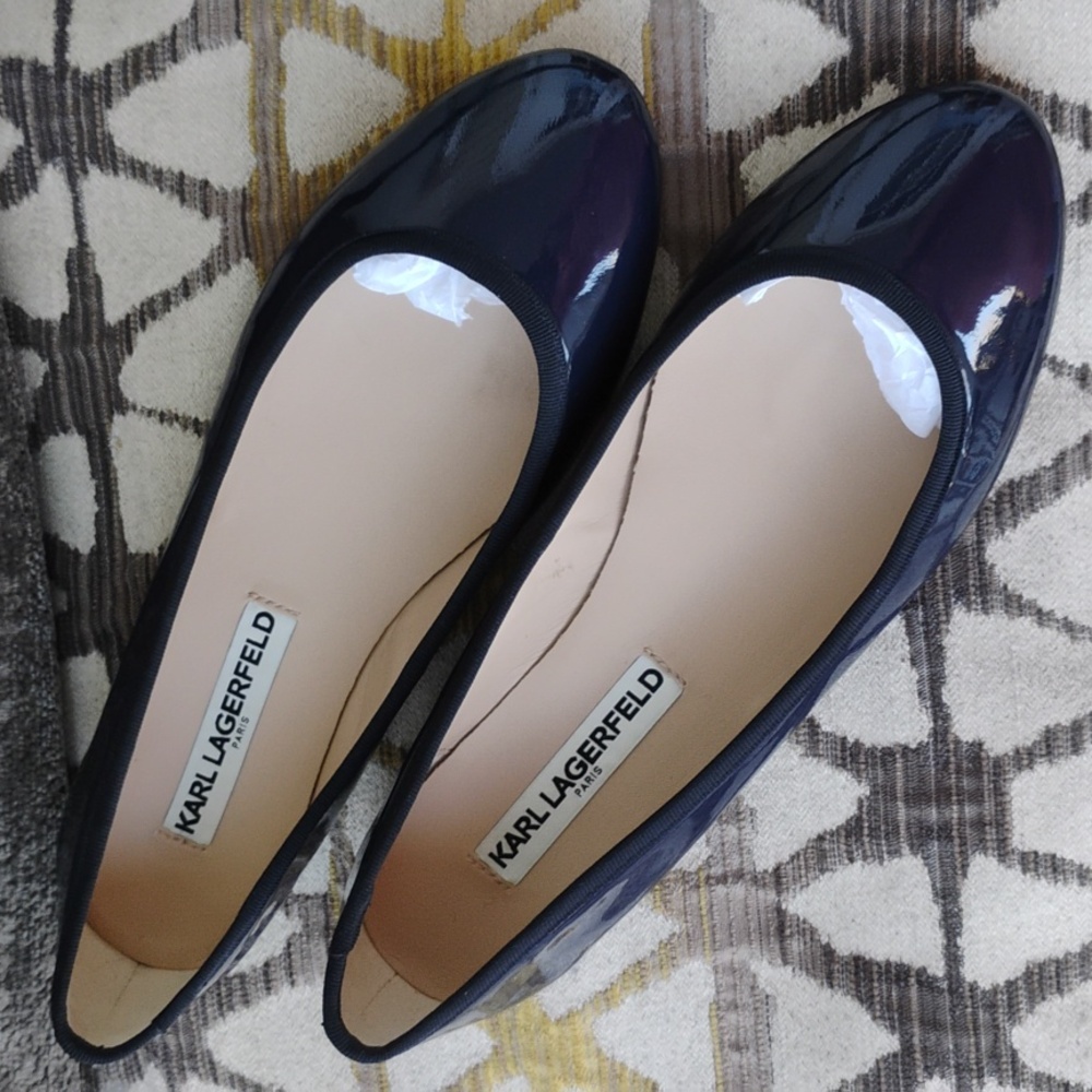 Karl Lagerfield Dark Blue Patent Leather Ballet Flats